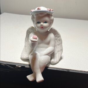 Porcelain Angel Figurine with Pink Accents